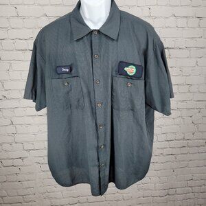 Castrol Lube Express Blue Workwear Mechanic Short Sleeve Button Up Shirt XXL